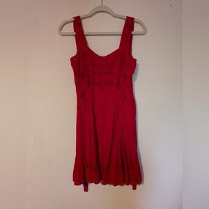 Charming Red Mini Dress With Lace Cut-out Details